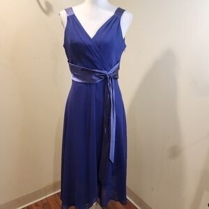 EVAN PICONE Chic Sleeveless Purple Wrap Formal Midi Dress Size 10